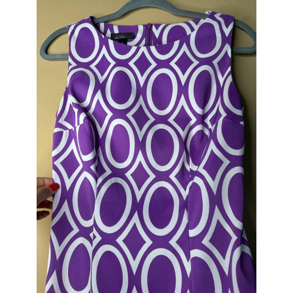 ALYX Vtg retro mini high neck purple and white dress small - Picture 5 of 8